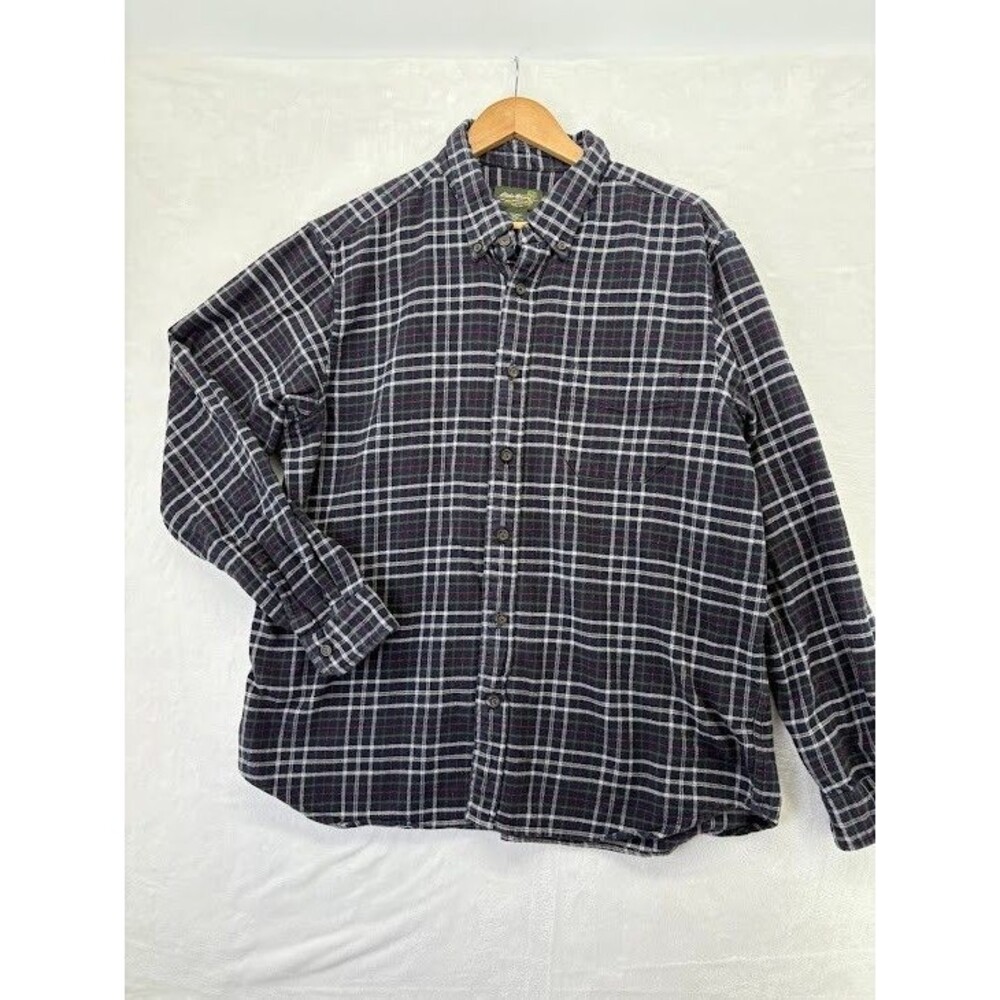Eddie Bauer‎ Size XL Men's Blue Flannel Button Down Shirt Plaid